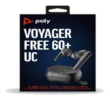 Poly Voyager Free 60+ UC Carbon Black Earbuds +BT700 USB-C Adapter +Touchscreen Charge Case