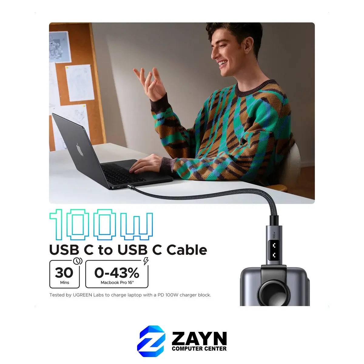 Uno USB-C to USB-C PD Fast Charging Cable – 3m, Black