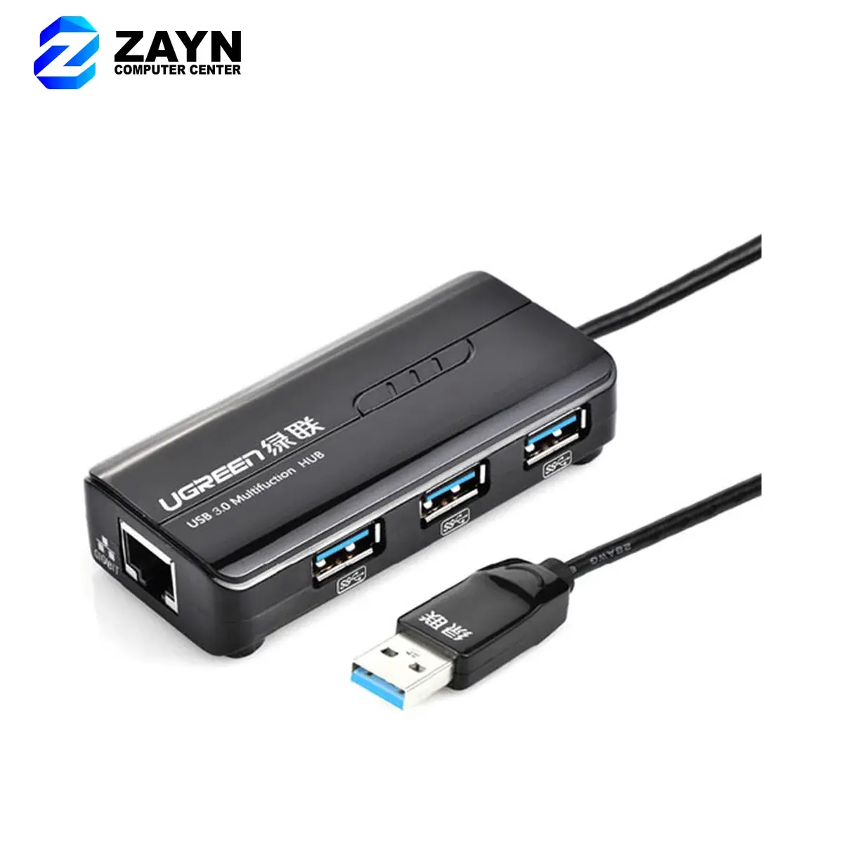 USB-A Male To Ethernet Aadptor + 3 Ports USB HUB (USB3.0+1000Mbps)