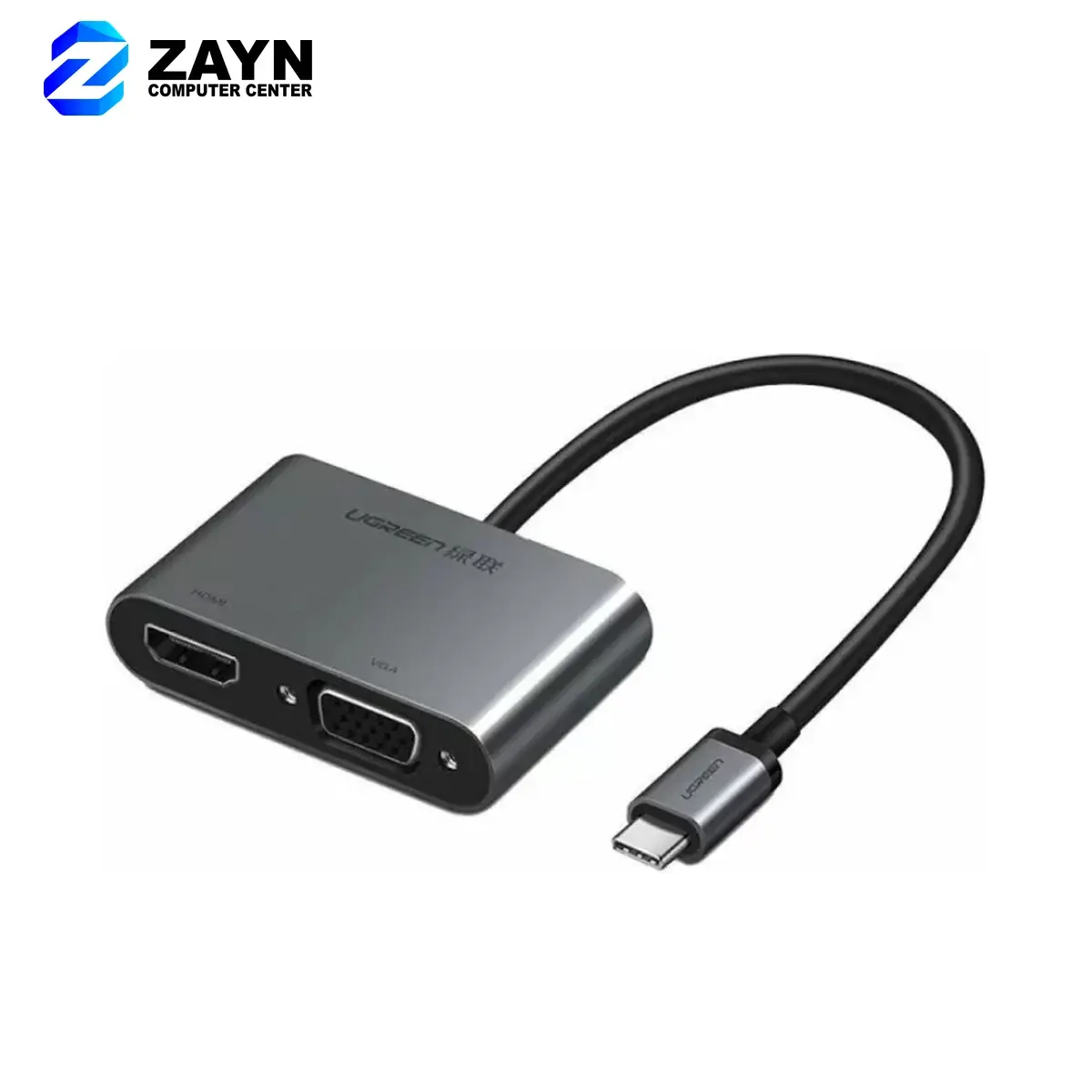 UGREEN USB-C to HDMI + VGA +USB 3.0 Adapter with PD (Space Gray)