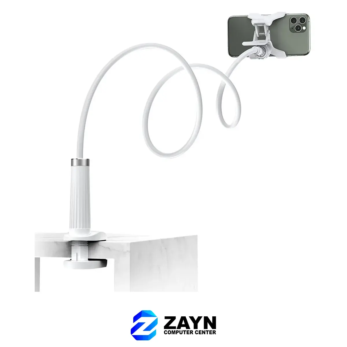 Phone Holder With Flexible Long Arm – White
