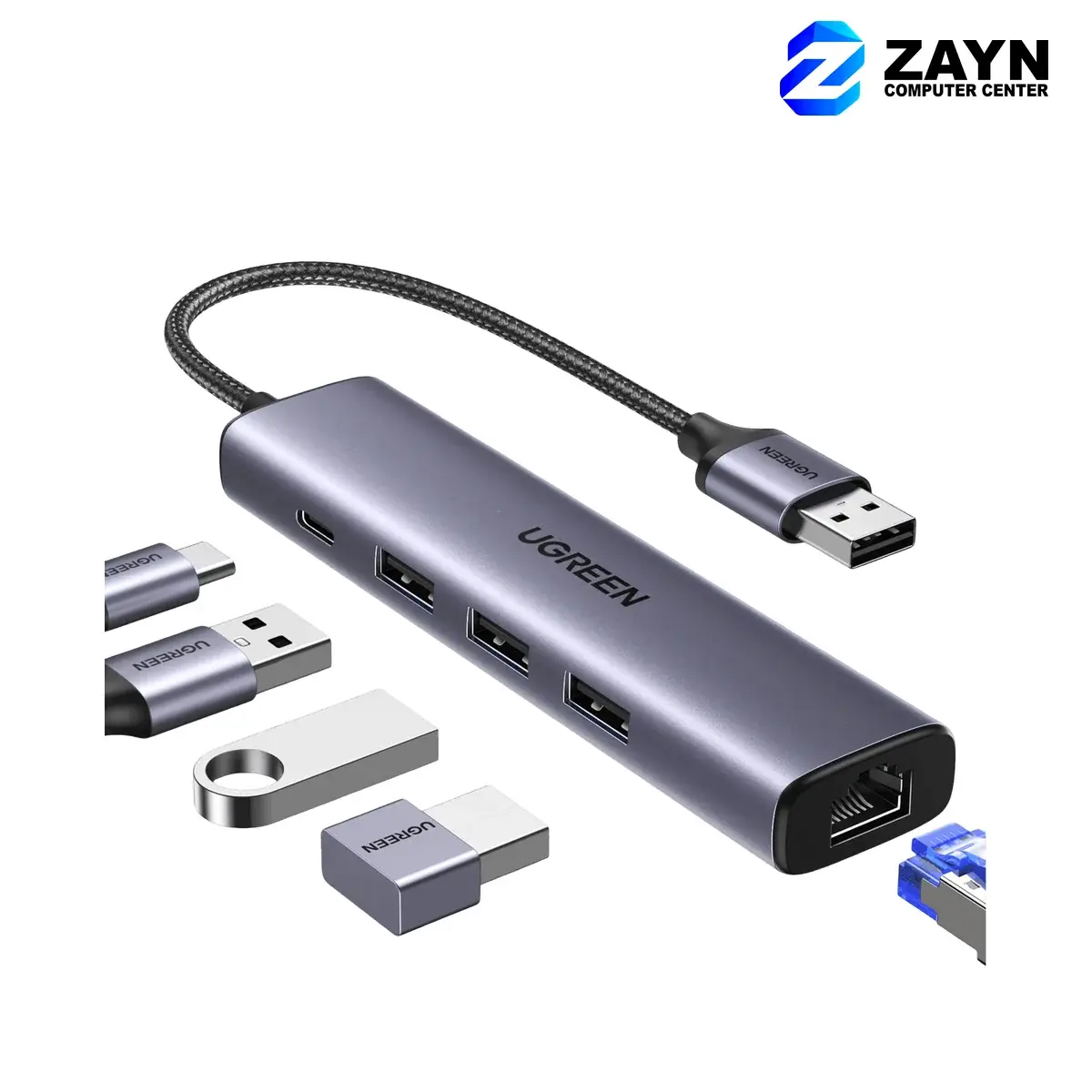 USB 3.0 to Gigabit + 3*USB 3.0 Converter With USB-C Power Port