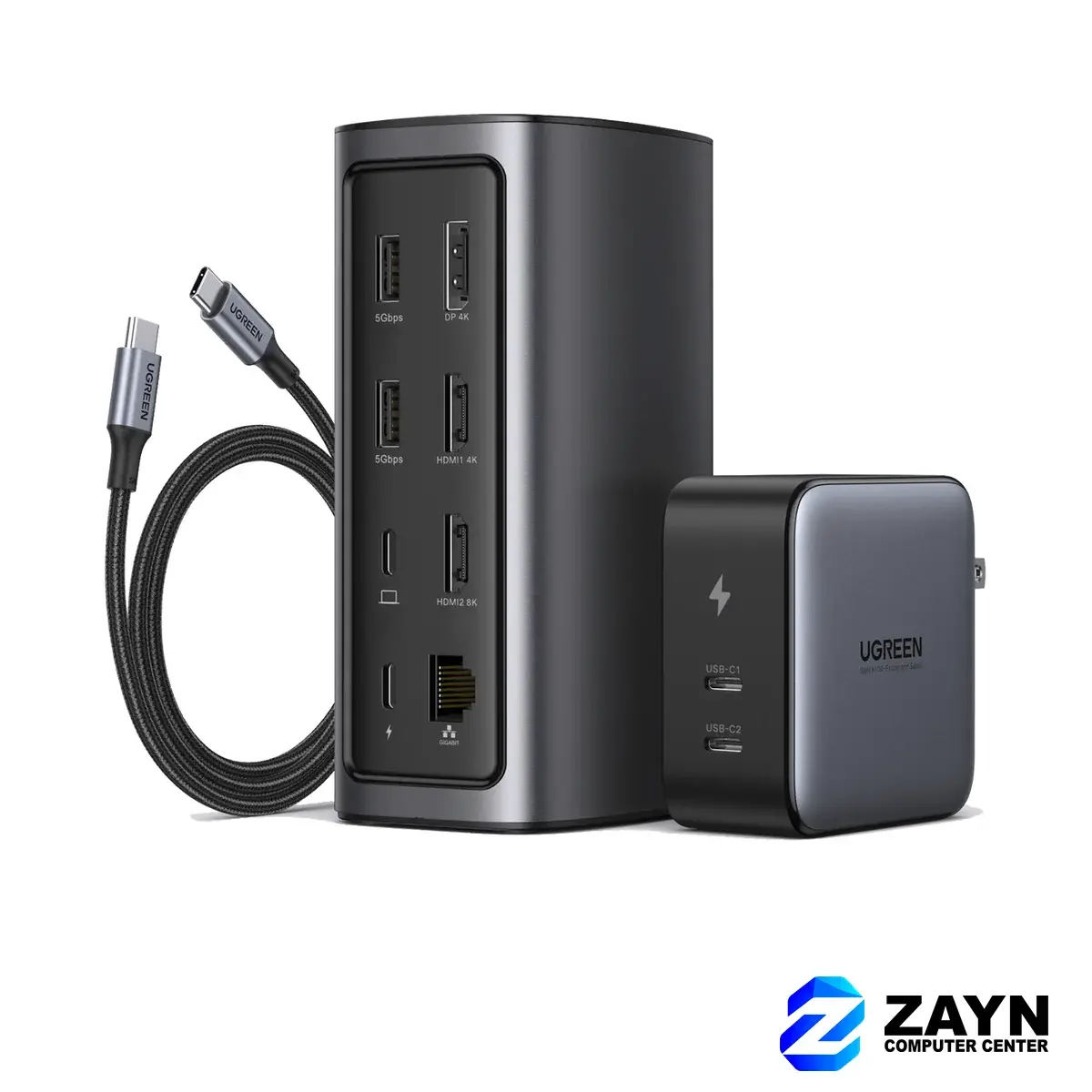 USB-C To 1xUSB-A(10G)+1xUSB-C(10G)+2xUSB-A(5G)+2xHDMI+DP+RJ45+ SD/TF+3.5mm+PD 4K60Hz (12-in-1)